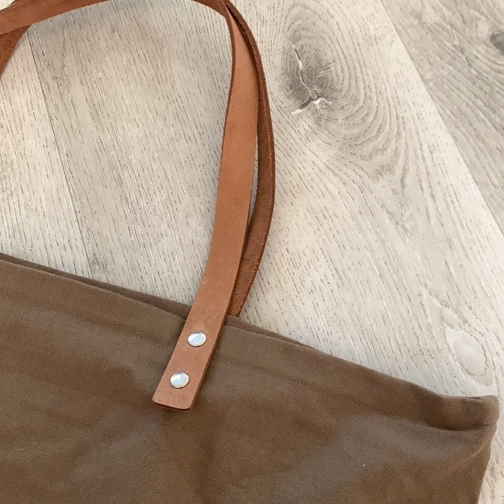 HEJ tote bag leather handles canvas bohemian shopping beach travel‎ shoulder